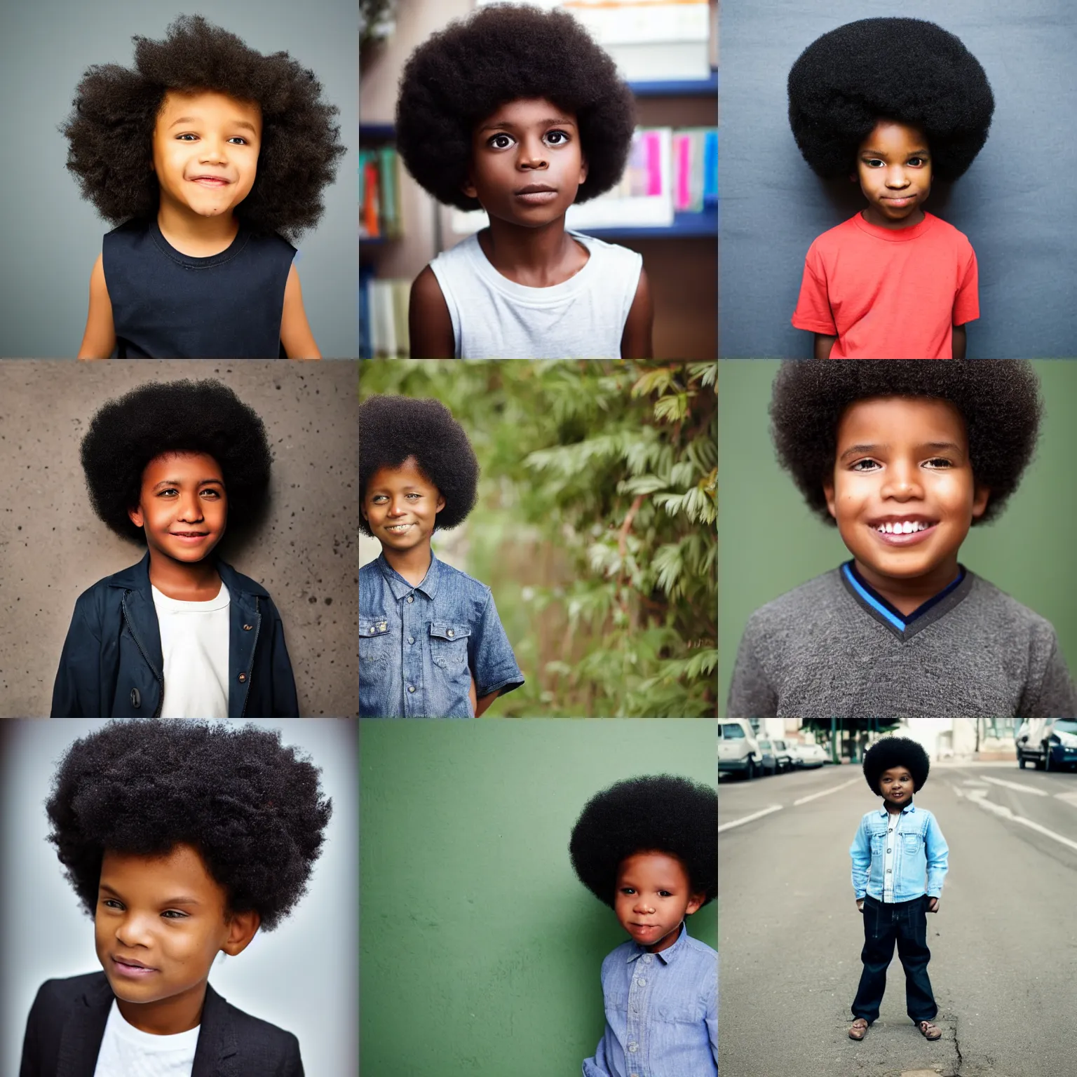 Prompt: short boy with afro hair