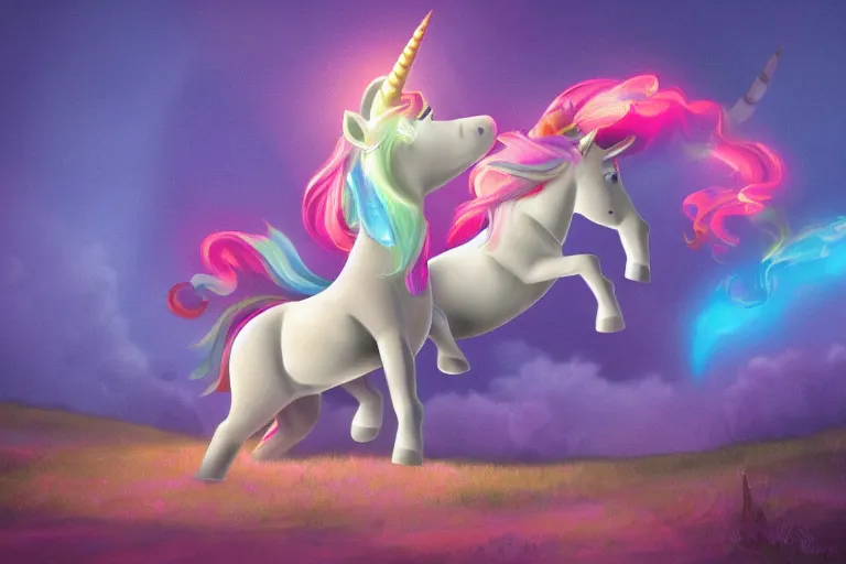 Image similar to cheesy unicorns committing terribly violent crimes, dynamic lighting