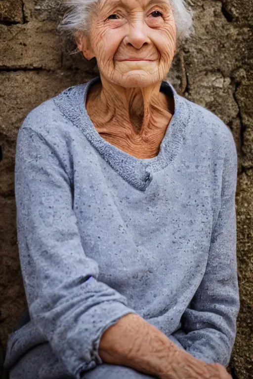 Image similar to older woman ( ( ( ( ( wrinkled ) ) ) ) ) wistful expression european sigma 1 0 5 mm f 2. 8 outdoors