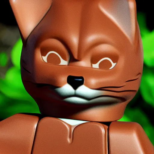 Image similar to lego cute caracal talking to a mr cute caracal head pixar animation super - fine detail uplight cinematic hd
