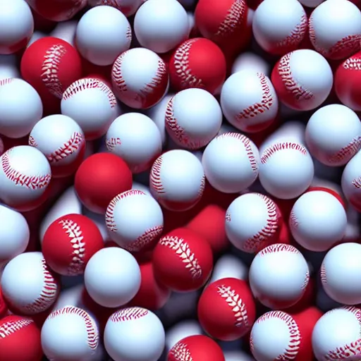 Prompt: beautiful ocean wave of white and red baseballs, 4k, surreal