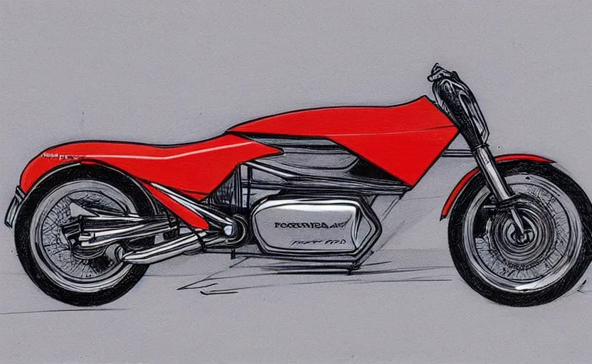 Prompt: 1 9 7 0 s honda sport motorcycle concept, sketch, art,