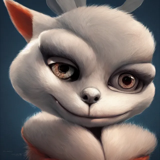 Image similar to a beautiful portrait of a cute anthropomorphic humanoid fursona. big eyes. character design by cory loftis fenghua zhong ryohei hase isma