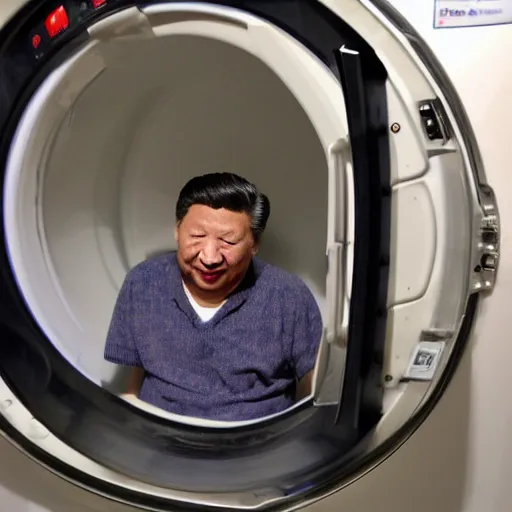 Prompt: xi jinping stuck in the washing machine