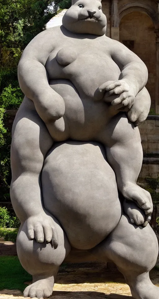 Image similar to big chungus statue by michelangelo buonarroti