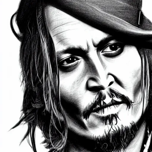 Image similar to a professional pencil sketch of johnny depp, 4 k