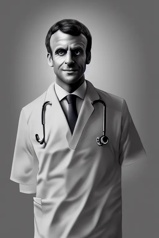 Prompt: emmanuel macron dressed as a surgeon, highly detailed, digital art, sharp focus, trending on art station