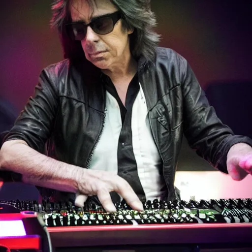 Prompt: Jean Michel jarre playing oxygene