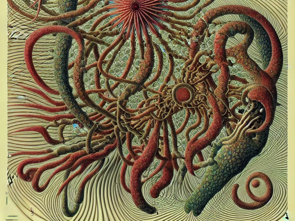 Image similar to neo surrealism, art by ernst haeckel and daniel martin diaz