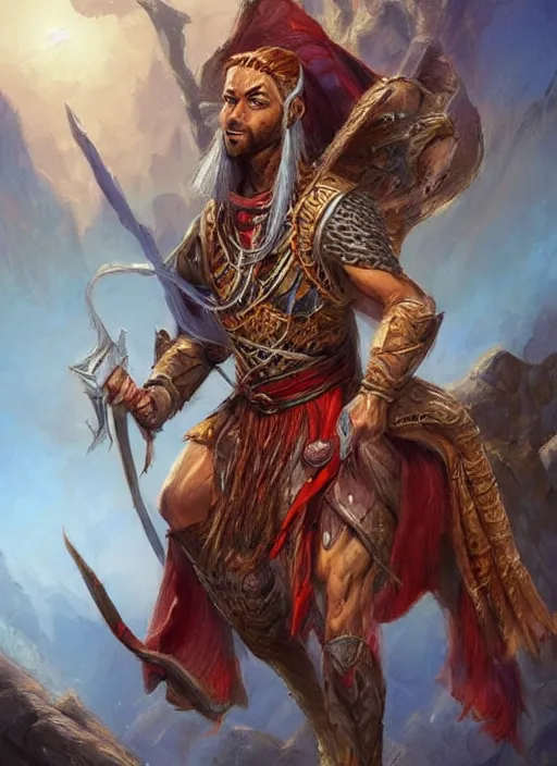 Prompt: arabian human male, ultra detailed fantasy, dndbeyond, bright, colourful, realistic, dnd character portrait, full body, pathfinder, pinterest, art by ralph horsley, dnd, rpg, lotr game design fanart by concept art, behance hd, artstation, deviantart, hdr render in unreal engine 5