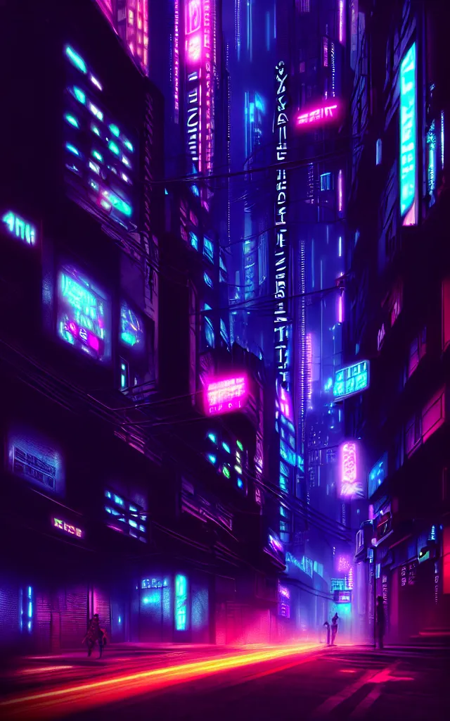 Prompt: a magnificent dark neon futuristic cyberpunk city bustling street at night cyberart photography by liam wong rendered in octane, 3 d render, trending on cgsociety, blender 3 d