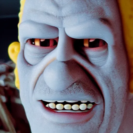 Prompt: Homer in real life scary and creepy 4K quality super realistic