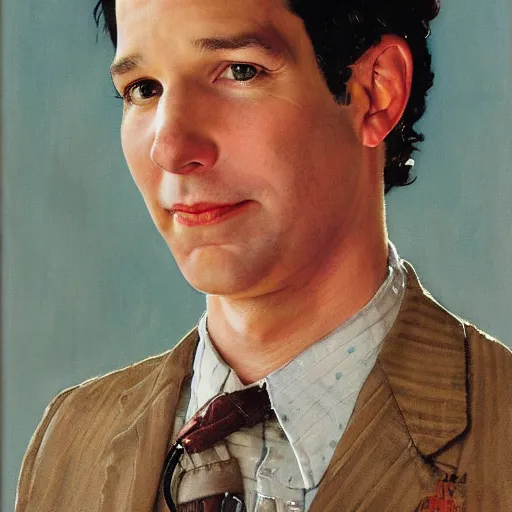 Image similar to Paul Rudd portrait painted by Norman Rockwell