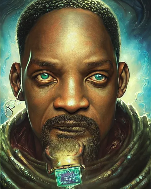 Image similar to lovecraft biopunk portrait of will smith by tomasz alen kopera and peter mohrbacher