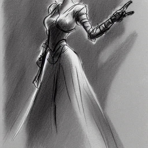 Image similar to milt kahl sketch of princess padme from star wars episode 3