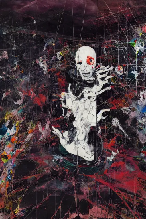 Prompt: the impossibility of death, inside a brutalist designed space ship , gothic, rich deep colours, painted by Francis bacon, Adrian ghenie, James jean and Petra cortright, part by (((Gerhard Richter))), part by Takato Yamamoto. 8k masterpiece