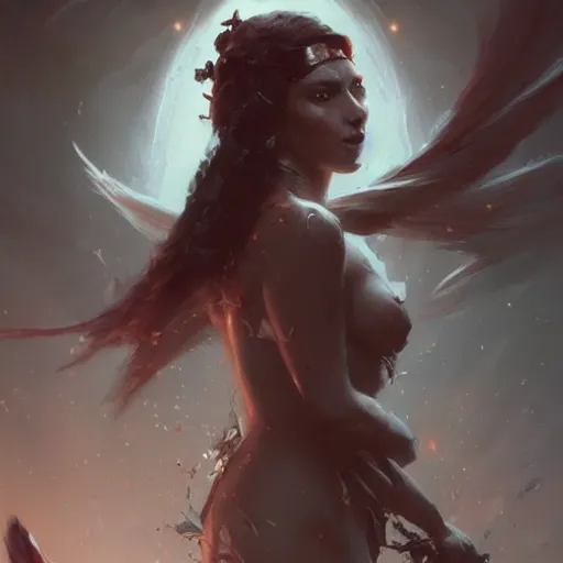 Image similar to a beautiful portrait of a death goddess by Greg Rutkowski and Raymond Swanland, Trending on Artstation, ultra realistic digital art