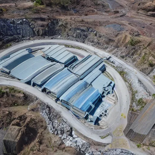 Image similar to birds eye view of sci-fi quarry