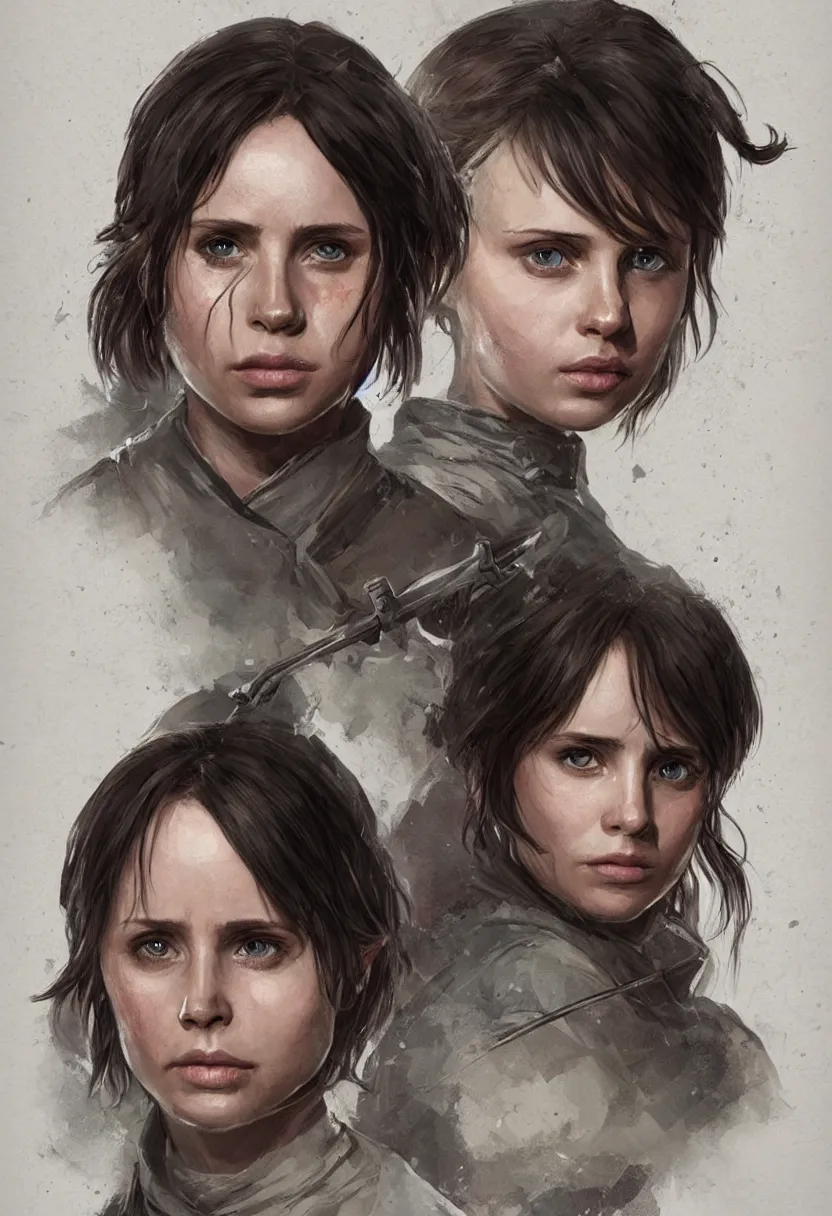 Image similar to portrait of jyn erso with ripped uniform in a glowing cave holding a sparking sword, portrait, profile posing, perfect anatomy, hyper photorealistic, digital photography, artstation, concept art