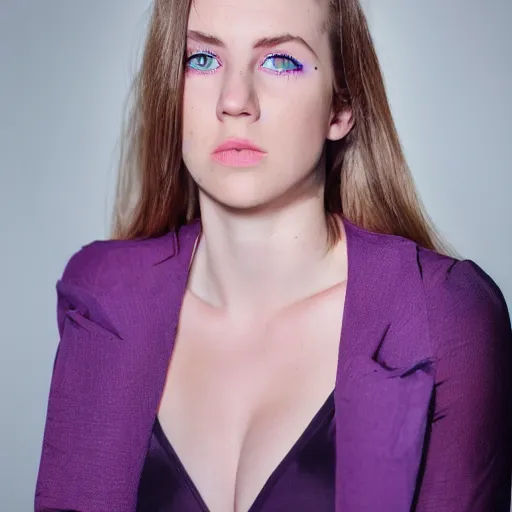 Prompt: photoshoot of emma wattson with purple eyes