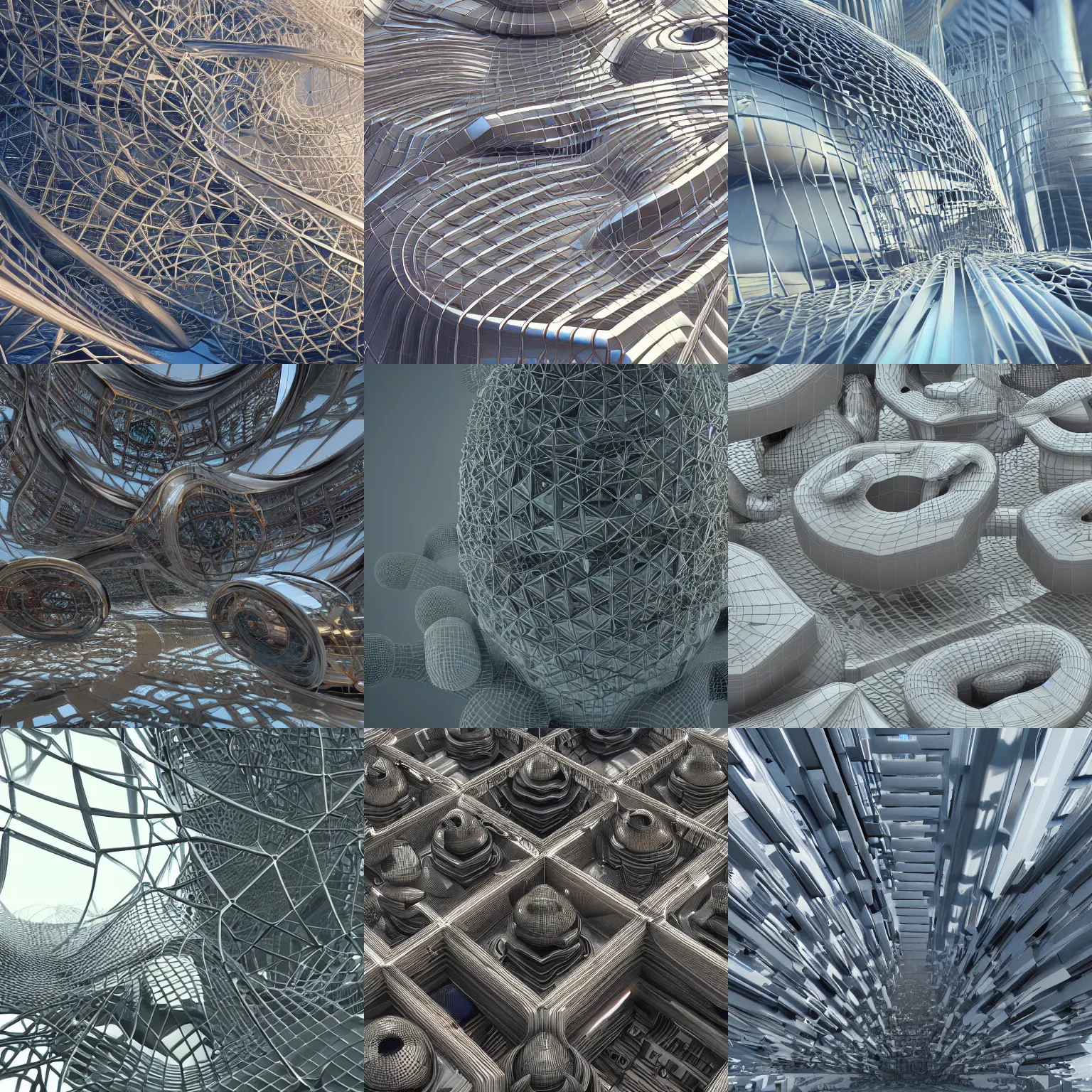 Prompt: 3D photorealistic render of abstract structures, octane render, 4k, unreal 5, highly detailed, wide angle, intricate complexity, sharp focus, Trending on Artstation