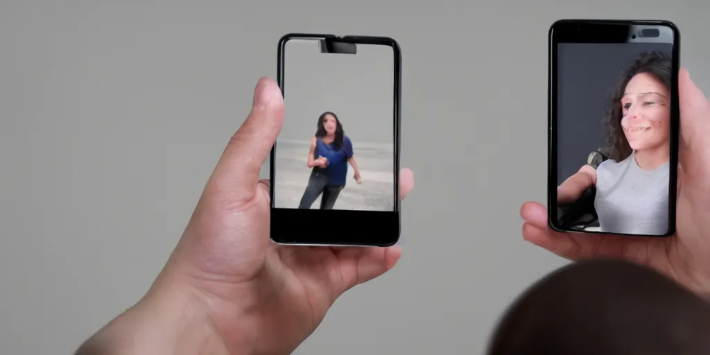Image similar to a photo realistic image a person coming out from the smartphone screen