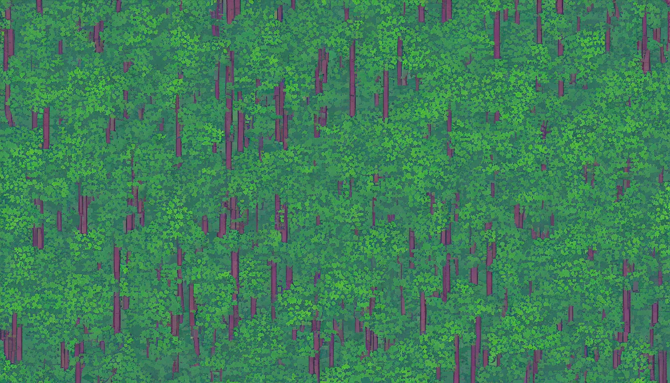 Prompt: a clearing in a forest, pixel art, high detail