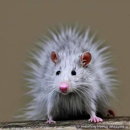 Image similar to fuzzy cute white messy curly short fur rat hdr photography award winning
