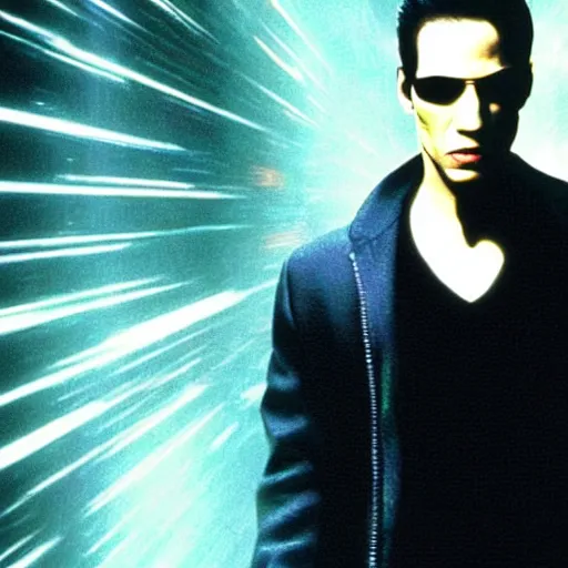 Prompt: neo dodges a bullet in the matrix, the matrix ( 1 9 9 9 )