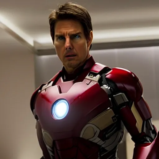 Image similar to film still of Tom Cruise as Ironman in the Avengers