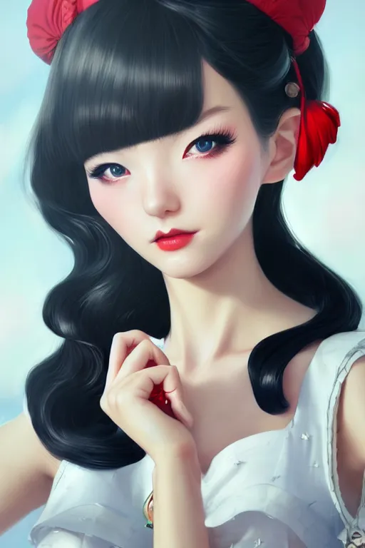 Image similar to a pin up and beautiful fashion charming dreamlke japan girl with lv jewelry, character art, art by artgerm lau and wlop and and ilya kuvshinov and john singer sargent, hyperdetailed, 8 k realistic, symmetrical, frostbite 3 engine, cryengine, dof, trending on artstation, digital art