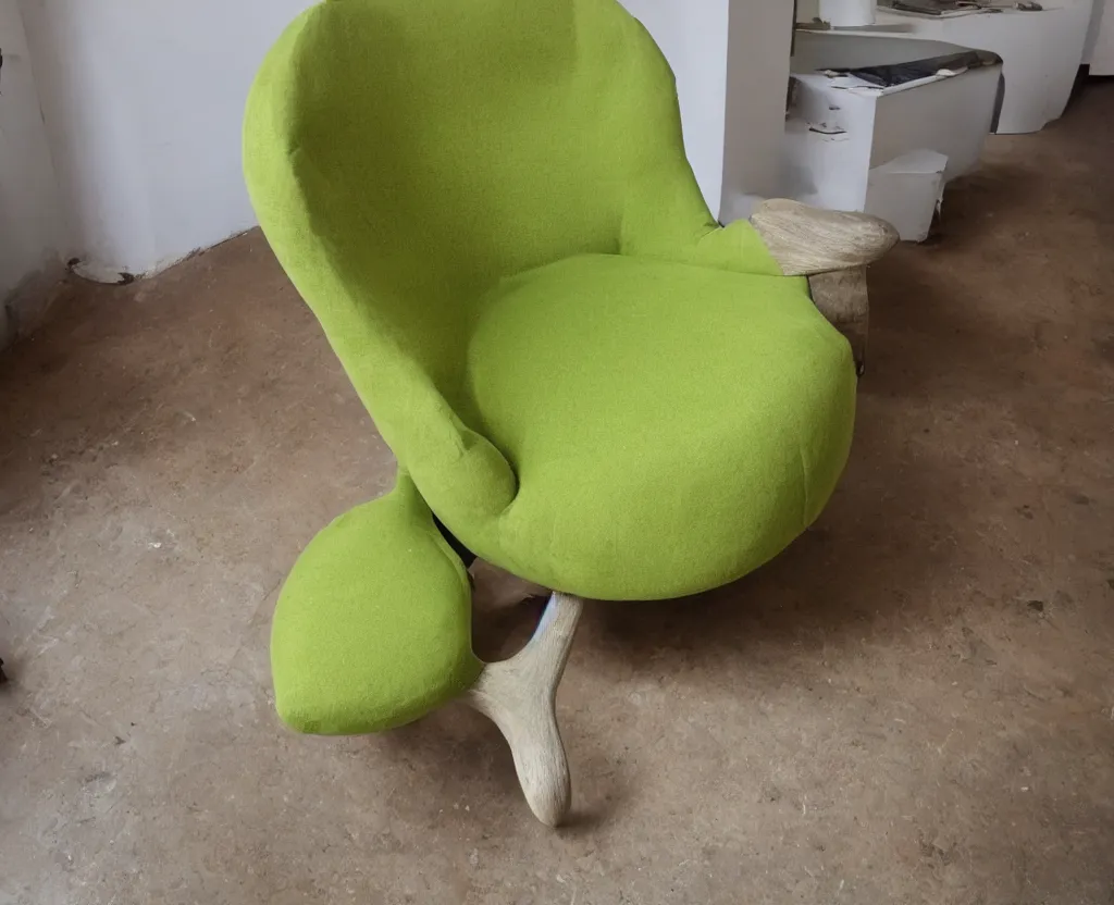 Prompt: An armchair in the shape of an Avocado