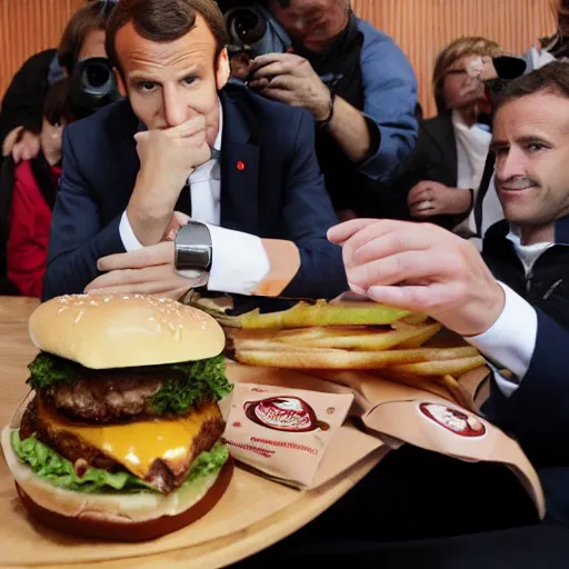 Image similar to emmanuel macron eating burger