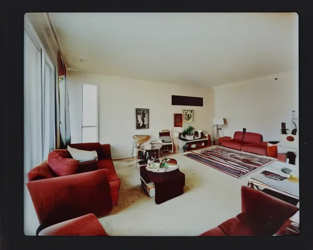 Prompt: An award winning photo of 1970's living room, freshly decorated, 4k, color Polaroid photo