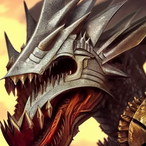 Image similar to stunning close shot of a beautiful female knight, but as an anthropomorphic female dragon, well designed cute elegant female robot dragon head with slick LED eyes and perfect maw, well armored, sharp claws, HD octane render, fantasy, furry art, dragon art, Artstation, Deviantart, Furaffinity