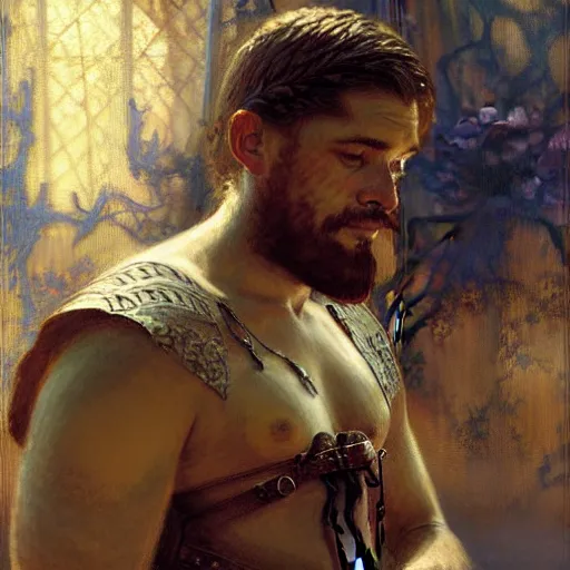 Image similar to attractive man, game of thrones, painting by gaston bussiere, craig mullins, greg rutkowski, alphonse mucha