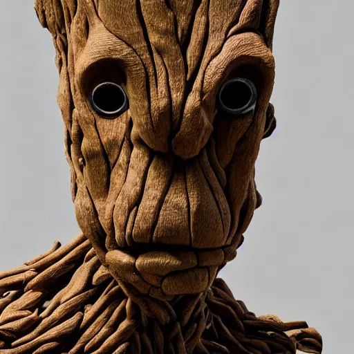 Image similar to modern art, abstract sculpture, groot, moma, studio light, 8 k