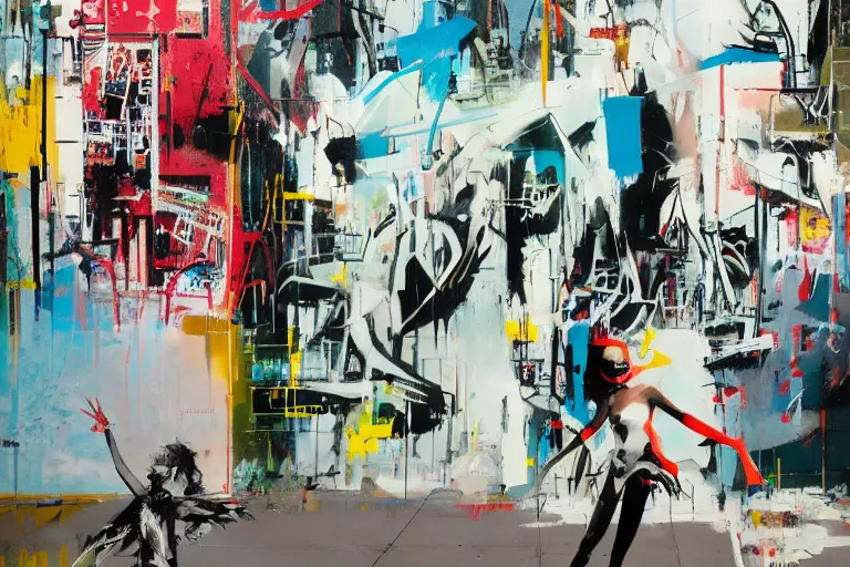 Image similar to Summer, walls by john berkey, covered in graphitti of a high summer goddess by banksy, basquiat, cleon peterson, dramatic cinematic lighting, manicured solarpunk greenery, high fashion futuristic people walk past