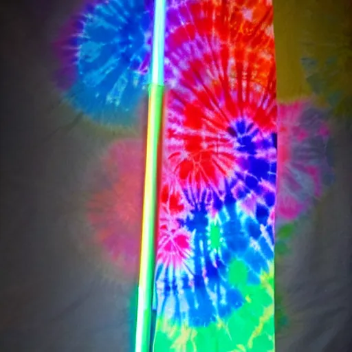 Image similar to a light saber made of tie dye colors inside