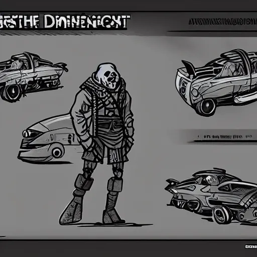 Prompt: darkest dungeon art style retrofuturism car concept