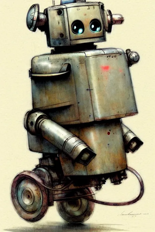 Prompt: ( ( ( ( ( 1 9 5 0 s robot wheeled tracked. muted colors. ) ) ) ) ) by jean - baptiste monge!!!!!!!!!!!!!!!!!!!!!!!!!!!!!!