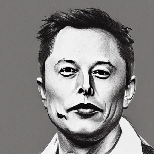 Prompt: a pencil sketch of a poorly drawn Elon Musk, incorrect proportions, abstract, surreal