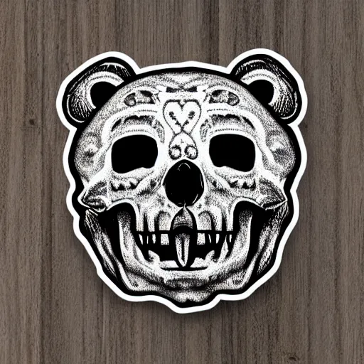 Prompt: cute bear skull mask sticker