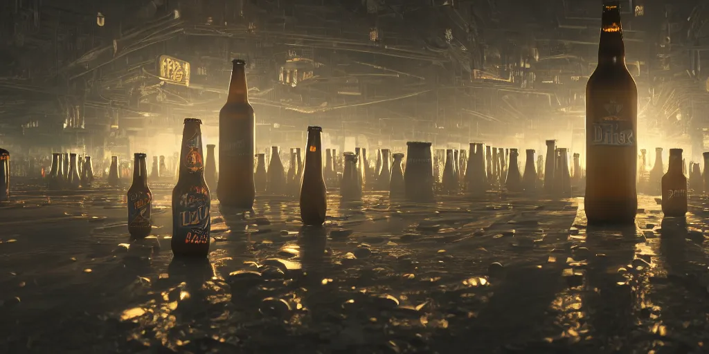 Prompt: bottles of beer, mugs of beer, diapers everywhere, dollar sign background, dim volumetric lighting, 8 k octane beautifully detailed render, post - processing, extremely hyper - detailed, intricate, epic composition, cinematic lighting, masterpiece, trending on artstation, detailed detailed detailed, masterpiece, stunning art, wonderful masterpiece, beautiful cinematic light