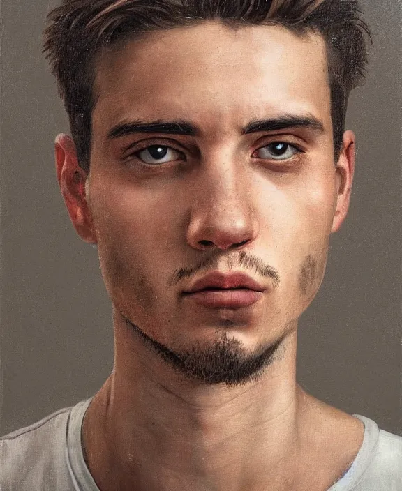 Image similar to heroic portrait of a young italian man. art by denys tsiperko and bogdan rezunenko, hyperrealism