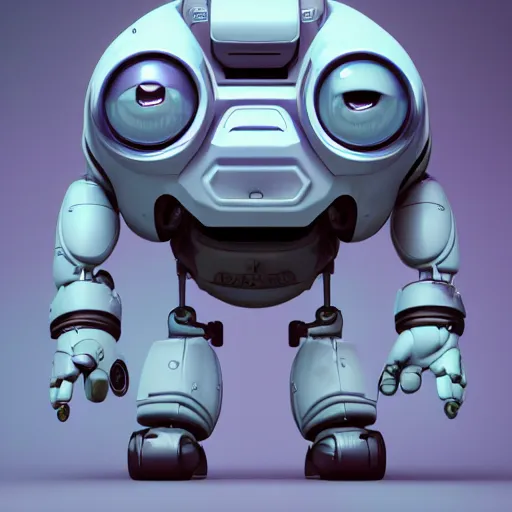 Image similar to two small chubby bots, hyperdetailed damaged surface, smooth scratched panelling, intricate detail, holding a battery, single eye, cute, intricate arms, antenna, floating, white studio, cute mechanical toy, gameboy advanced, ambient light, in the style of pixar animation poster, pokedstudios, blender, octane render, 8 k,