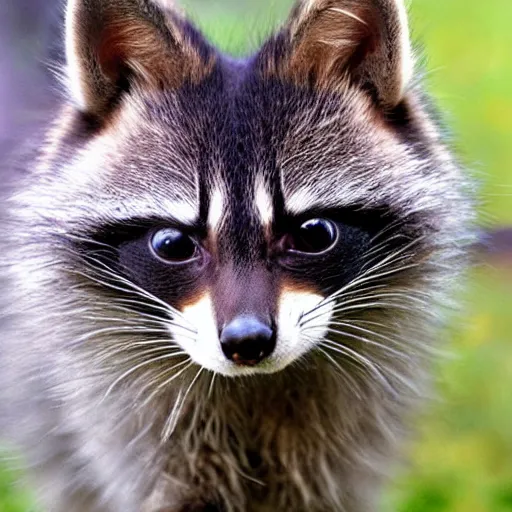 Prompt: cat and raccoon hybrid animal