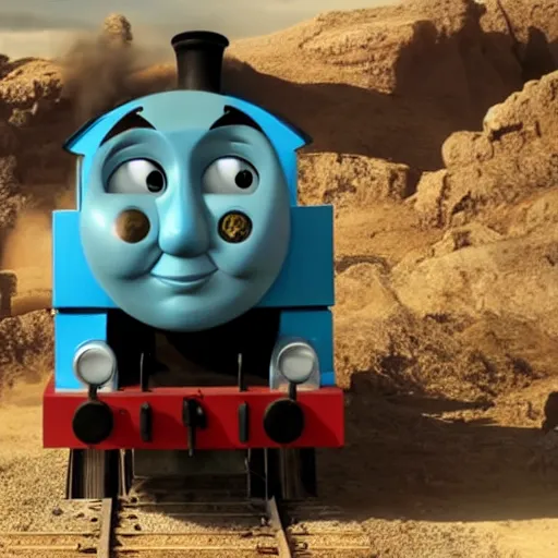 Image similar to still frame of Thomas the Tank Engine in MAD MAX: FURY ROAD (2015)