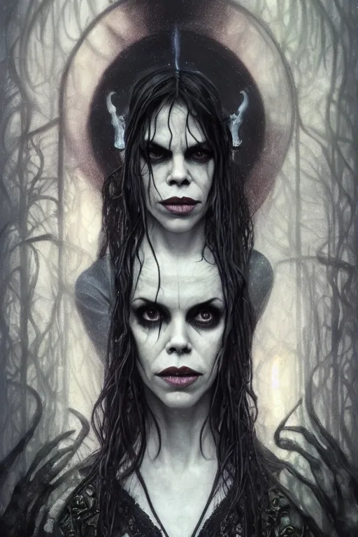 Image similar to portrait of fairuza balk as death of the endless, the sandman, grey clothes, in persian temple wet night, sci - fi and fantasy, intricate and very very beautiful and elegant, highly detailed, digital painting, artstation, concept art, smooth and sharp focus, illustration, art by tian zi and wlop and alphonse mucha