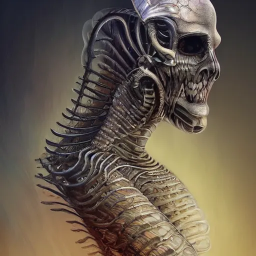 Image similar to https://s.mj.run/5e6bgH0udks, elegant, intricate, digital painting, airbrush painting, artstation, sharp focus, illustration, by HR Giger,